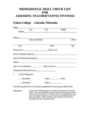 Teacher Effectiveness Checklist