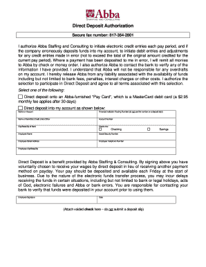 Direct Deposit Authorization Form