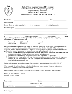 Massachusetts Construction Control Document