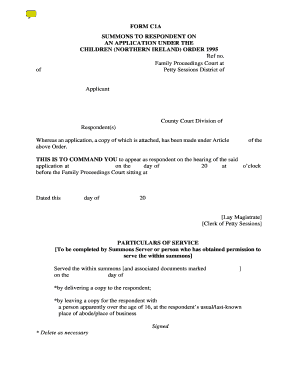 Summons to Respondent on Child Application