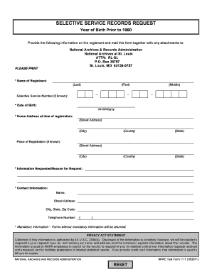 Selective Service Records Request