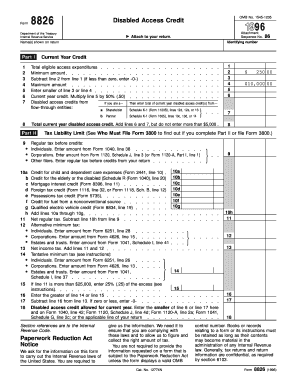 Disabled Access Credit Form 8826