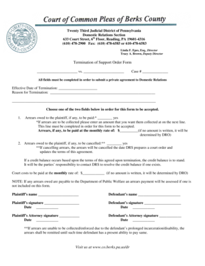 Termination of Support Order Form