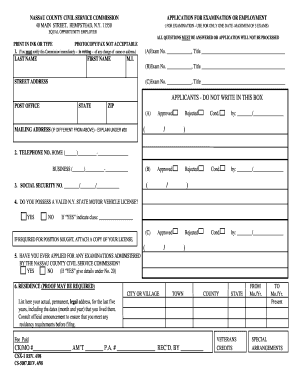 Nassau County Civil Service Exam Application