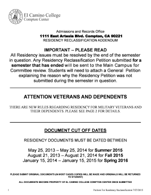Residency Reclassification Petition