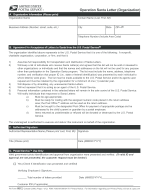 Operation Santa Letter Organization Agreement