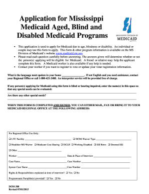 Mississippi Medicaid Application for Aged, Blind, and Disabled