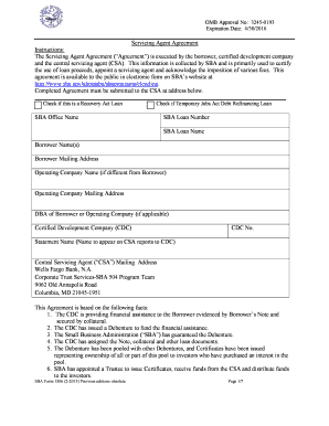 Servicing Agent Agreement