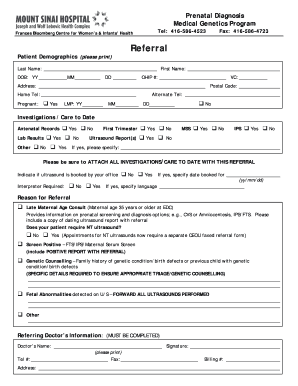 Prenatal Diagnosis Referral Form