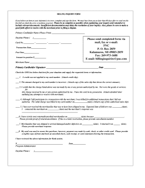Billing Inquiry Form