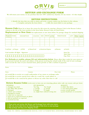 Return and Exchange Form