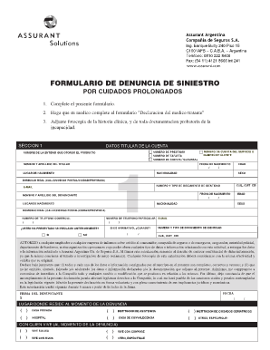 FORMULARIO DE DENUNCIA DE SINIESTRO POR CUIDADOS PROLONGADOS
