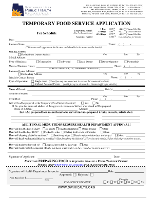 Temporary Food Service Application