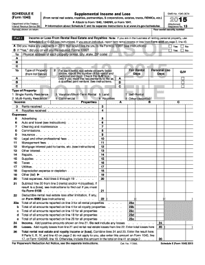 IRS Schedule E (Form 1040) 2015