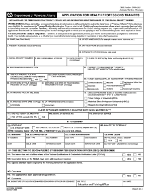 VA Form 10-2850D Application for Health Professions Trainees