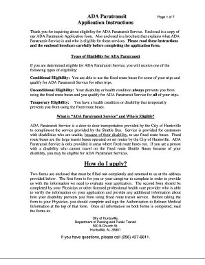 ADA Paratransit Application Form