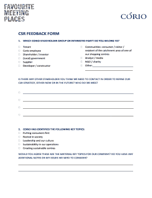 Corio CSR Feedback Form