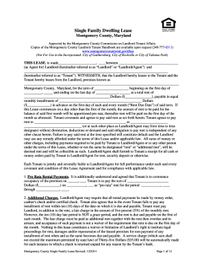 Single Family Dwelling Lease Montgomery County, Maryland Approved by the Montgomery County Commission on LandlordTenant Affairs Copies of the Montgomery County LandlordTenant Handbook are available upon request (2407770311) www - - - - - -