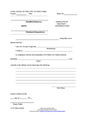 Affidavit of Military Service