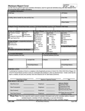 NC Disclosure Report Cover Amendment