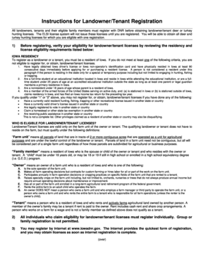 Iowa Landowner/Tenant Hunting License Registration Form