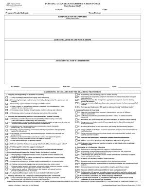 Formal Classroom Observation Form