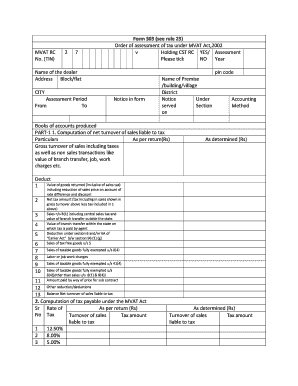 Form 303 MVAT Tax Assessment