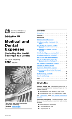 IRS Publication 502 Medical Expenses