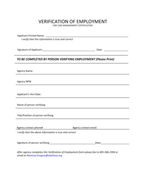 Verification of Employment Form