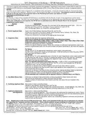 NYC Plumbing Sprinkler Standpipe Inspection Form
