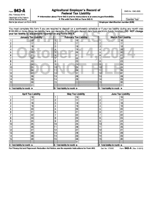 Form 943-A Agricultural Employer's Record
