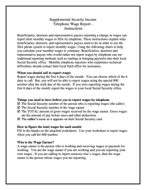 Supplemental Security Income Telephone Wage Report