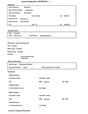 Wisconsin Class C Beer Permit Application