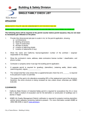 Single Family Construction Checklist