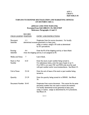 DoD 4160.21-M Single Line Item Turn-In Form
