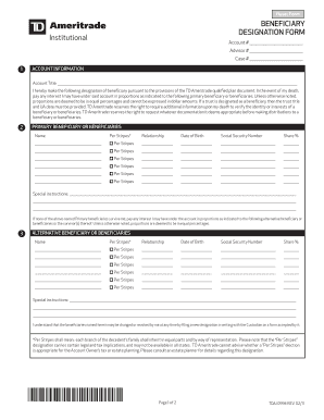 TD Ameritrade Beneficiary Designation Form