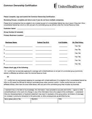 Common Ownership Certification