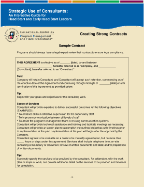 Consulting Agreement for Head Start Programs