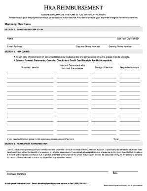 HRA Plan Claims Form