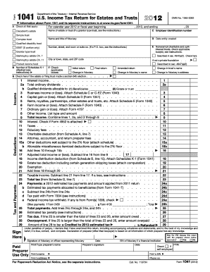 US Federal Form 1041 2012