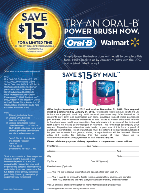 Oral-B Electric Toothbrush Rebate Form
