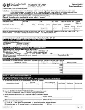 Blue Cross and Blue Shield of Nebraska Group Health Enrollment Form