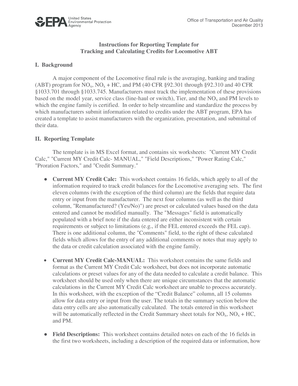 Instructions for Reporting Template for Tracking and Calculating