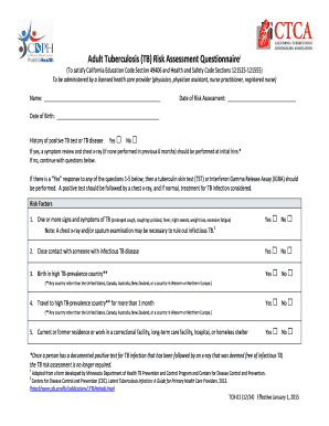 Adult Tuberculosis Risk Assessment Questionnaire