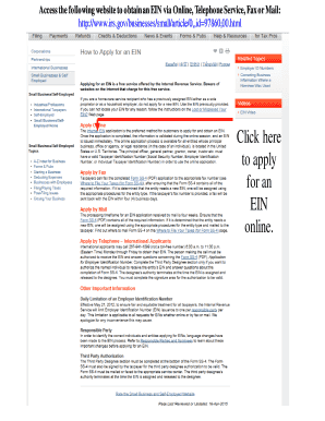 IRS EIN Application