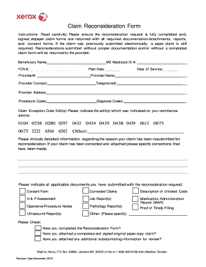 Claim Reconsideration Form