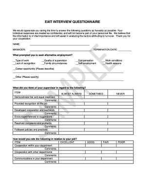 Exit Interview Questionnaire