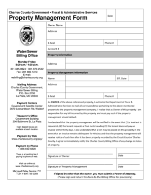 Charles County Property Management Authorization Form