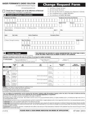Kaiser Permanente Change Request Form