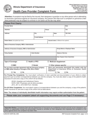 Illinois Health Care Provider Complaint Form